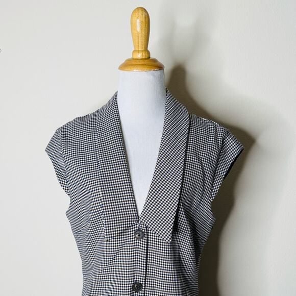 Zara Brown and Navy Houndstooth Sleeveless Mini Dress - Picture 3 of 6